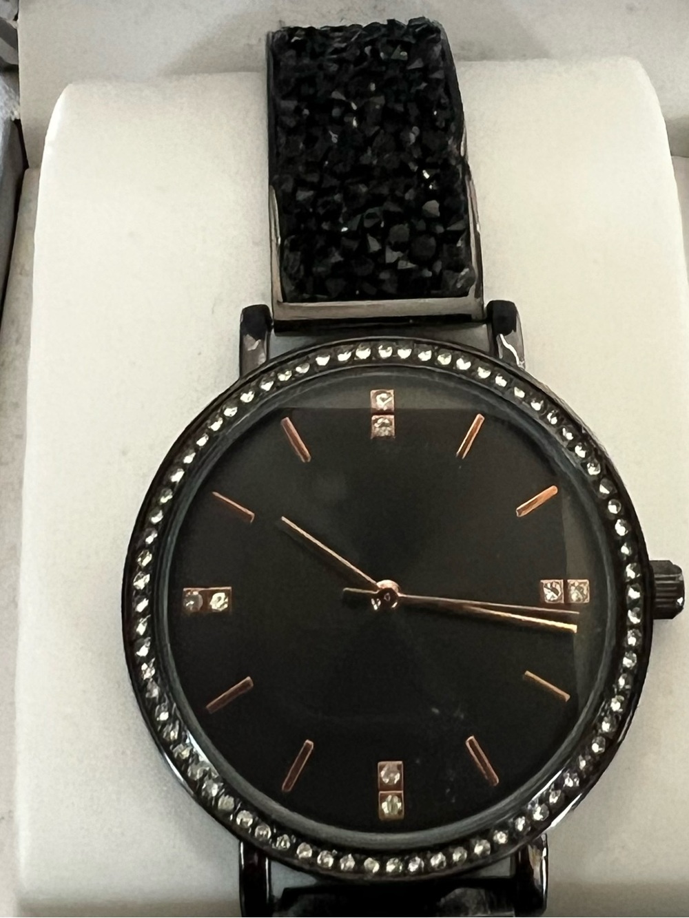 I.N.C. Black Crystal Accent Women's Watch